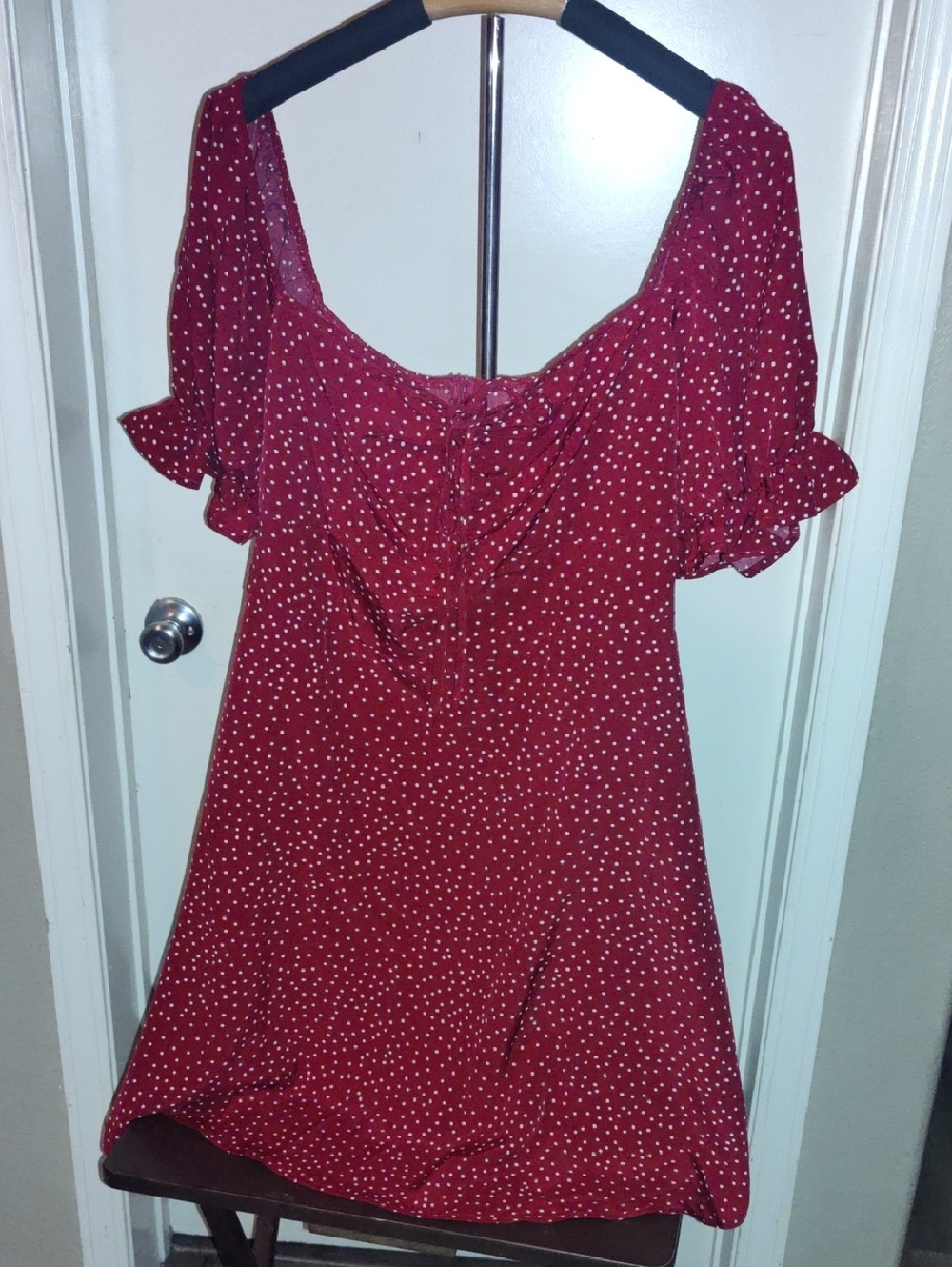Polka Dot Red Short Sleeve Mini Dress
